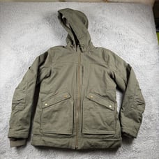Duluth Trading Co Green Hooded Full Zip Canvas Work Coat Jacket X Small XS