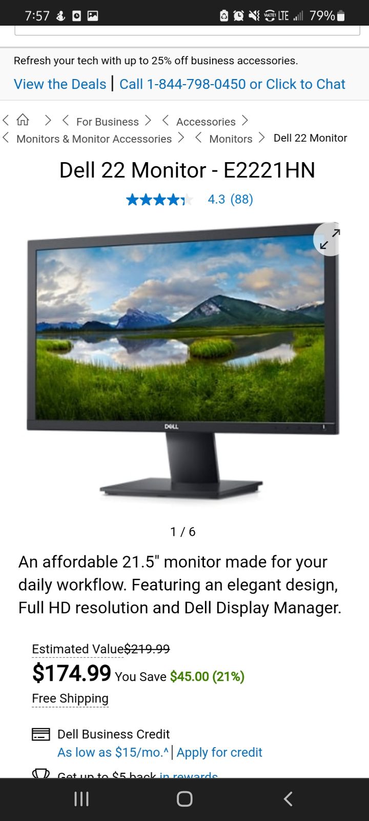 21.5' Dell monitor