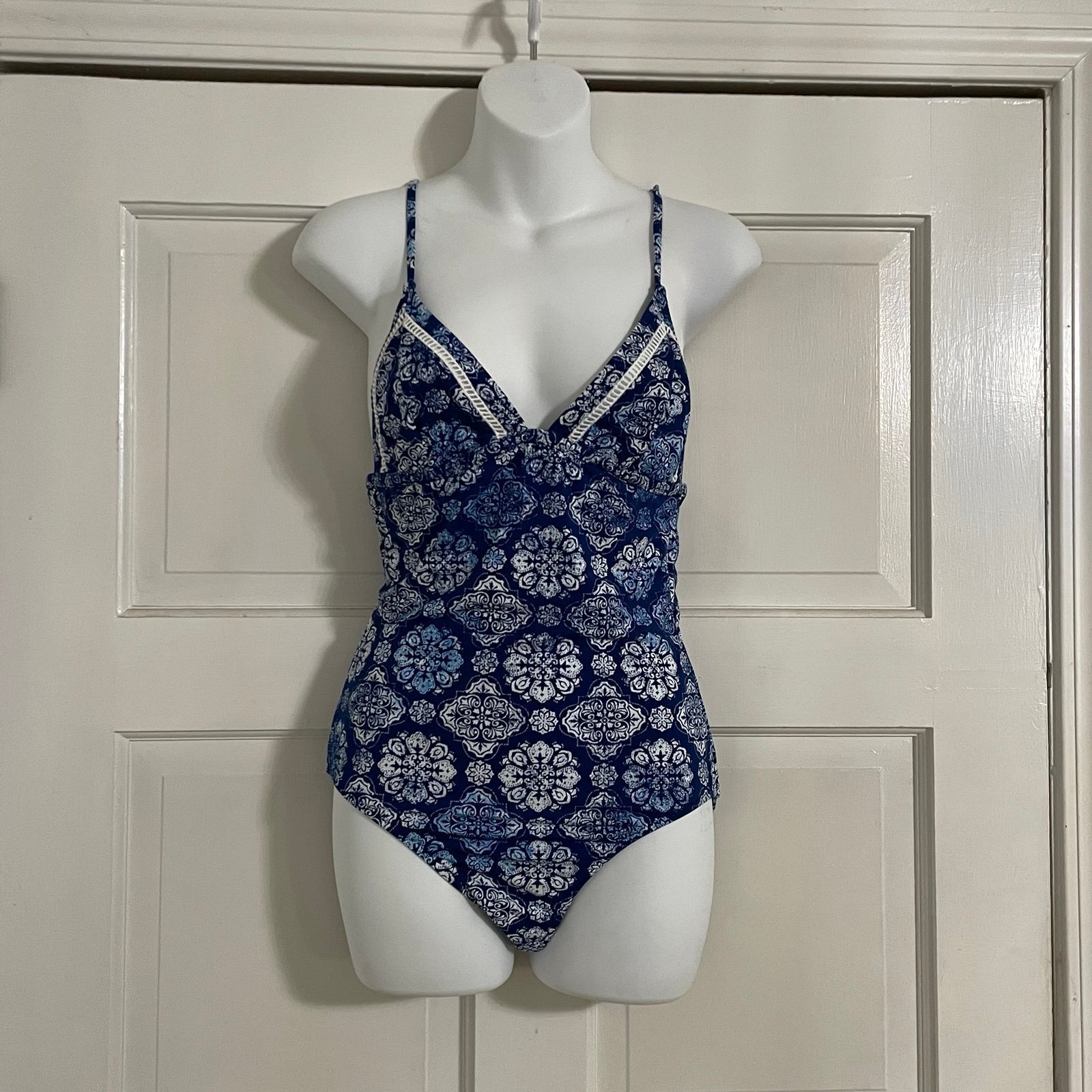 Rhythm Livin Pasha Bralette One Piece Swimsuit Navy Blue Women’s Size Large NEW