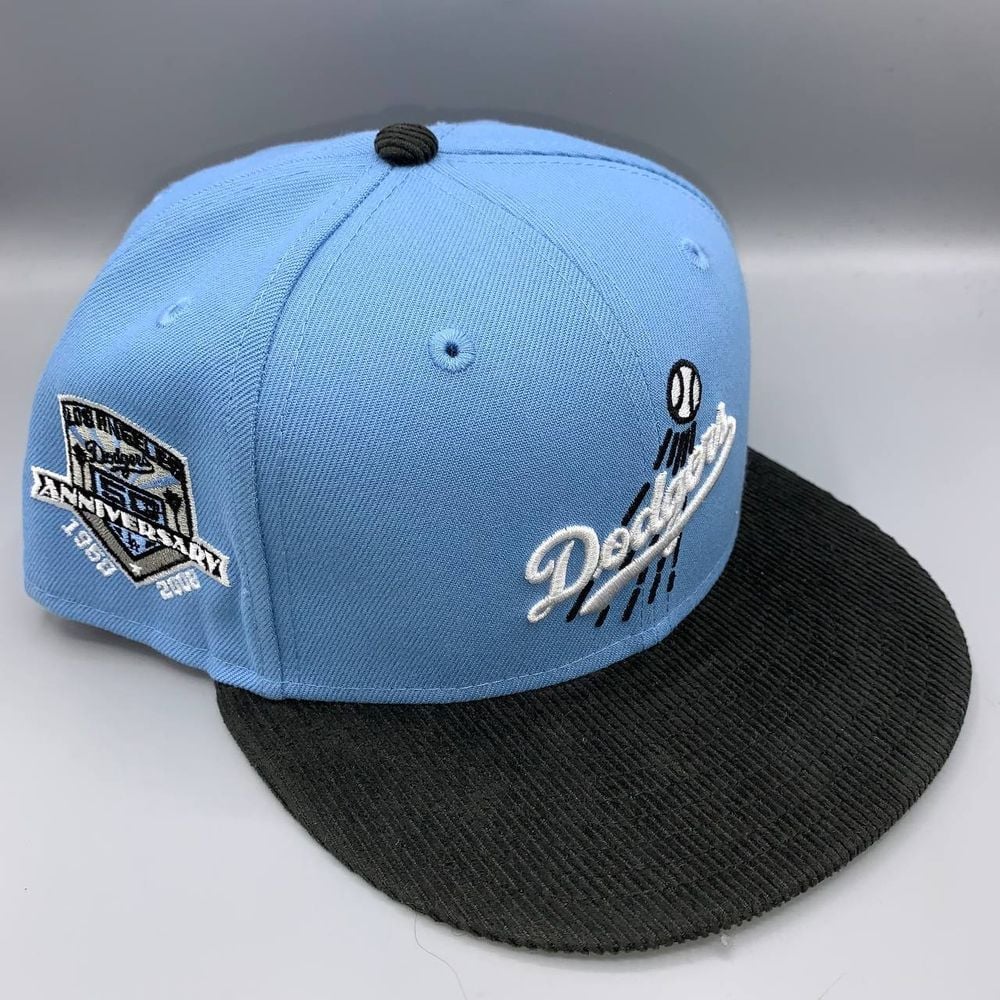Los Angeles LA Dodgers Hat Men 7 5/8 Blue Black 59Fifty New Era Fitted Cap