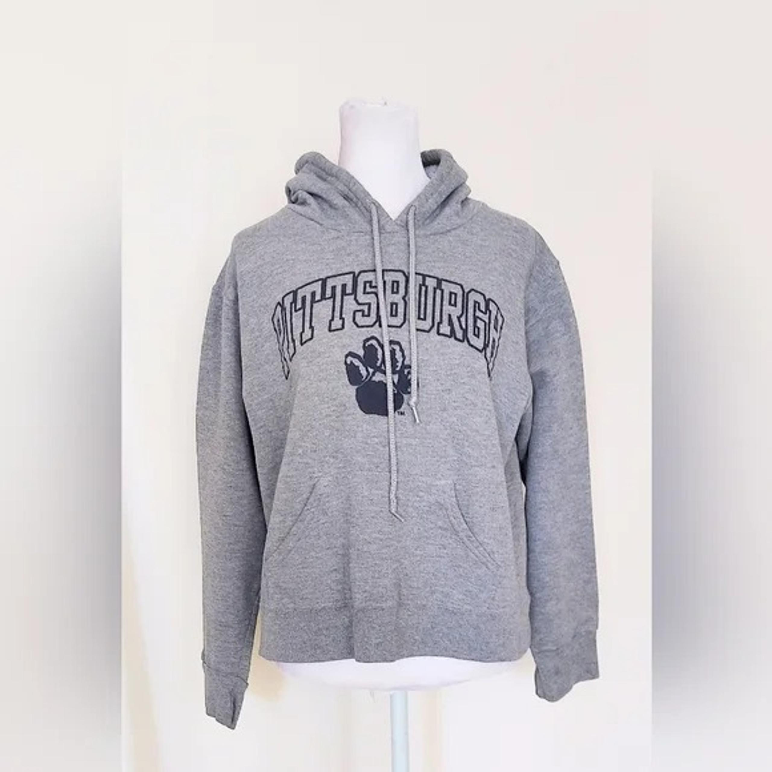 RUSSELL ATHLETIC Cropped Hooded Sweatshirt Womens Medium Univ of Pittsburgh