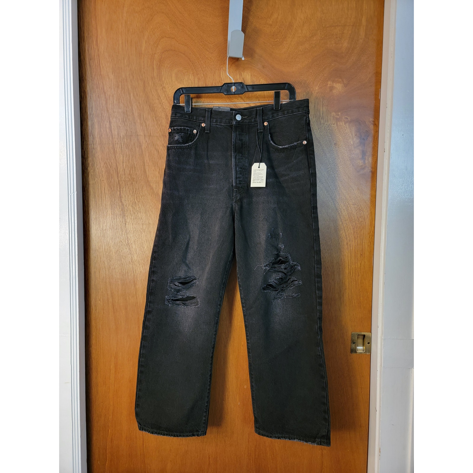 NWT - Levi's Ribcage Straight Ankle Jeans - Distressed - Black - Sz: 31x27