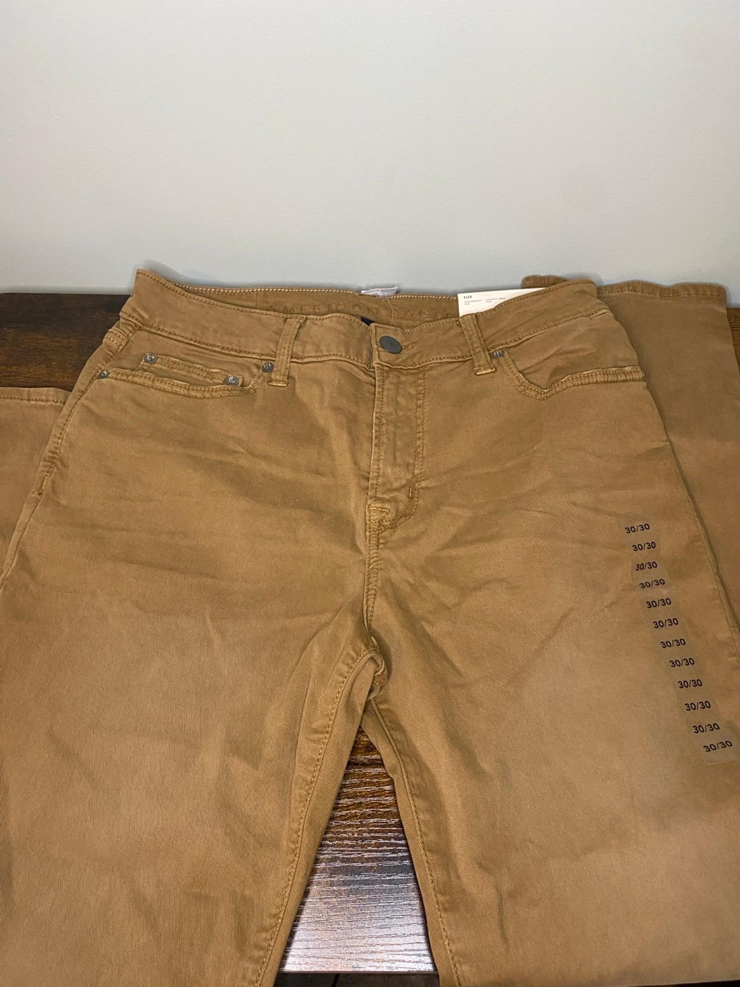 American Eagle Pants Mens 30X30 Brown Tan Khaki Chino Athletic Flex Stretch AEO