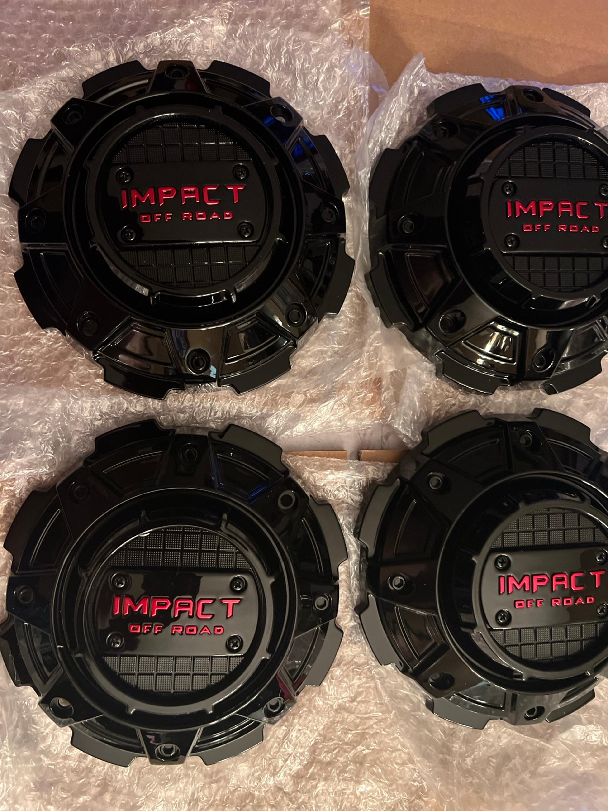 Impact Off Road Black and red Wheel Center Cap SD02-SG F20P424A-6. set of 4 caps