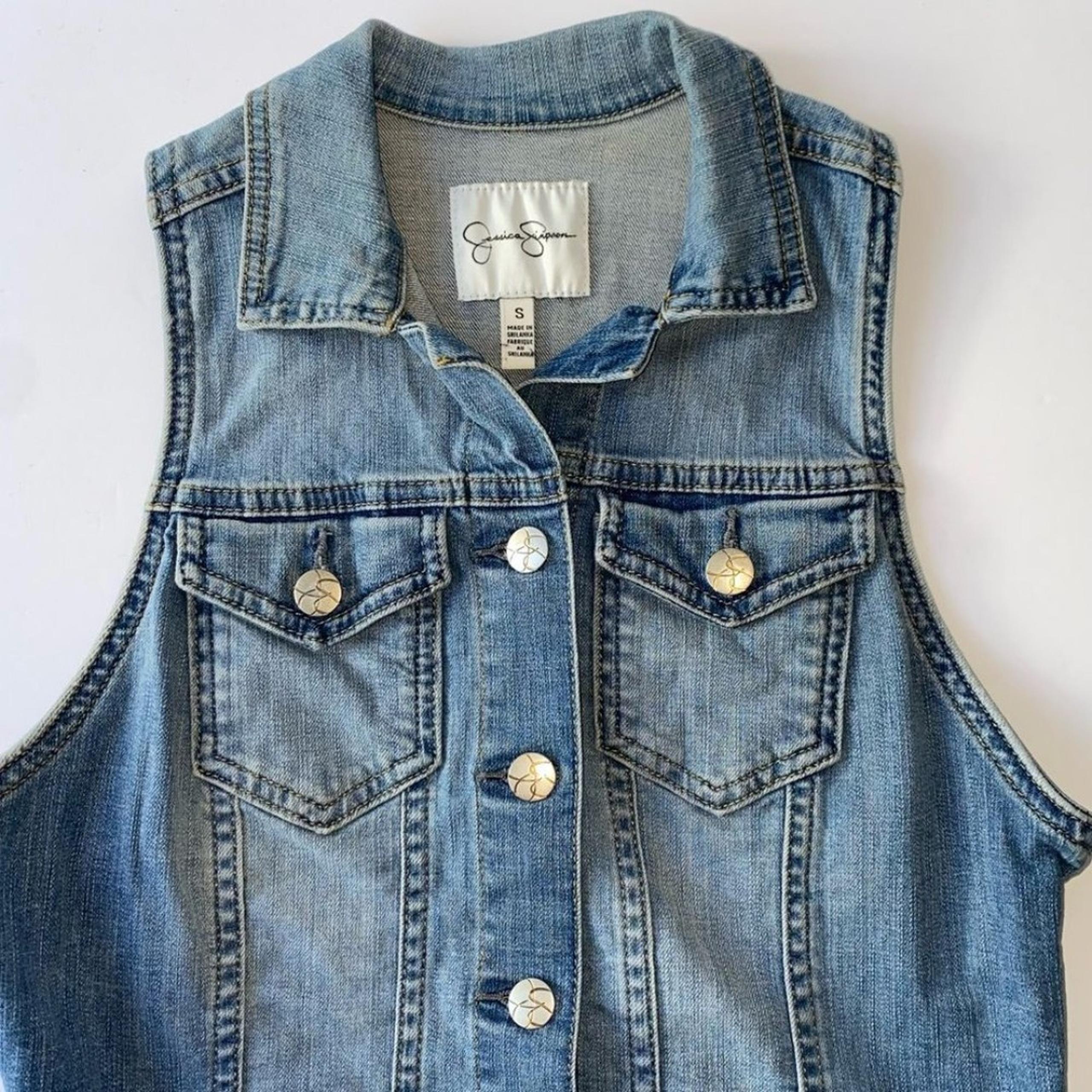 Jessica Simpson Denim Vest Size Small Light Blue