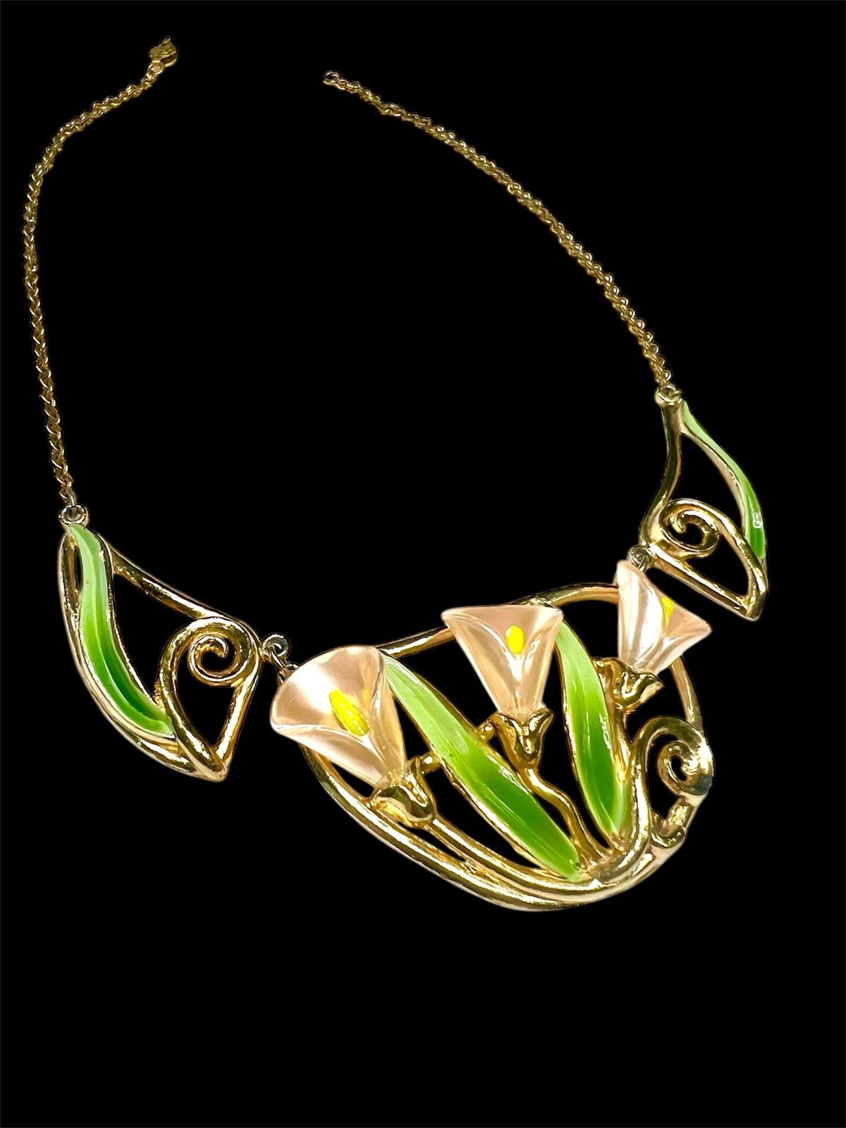 Adolph Katz Signed Coro Calla Lily necklace