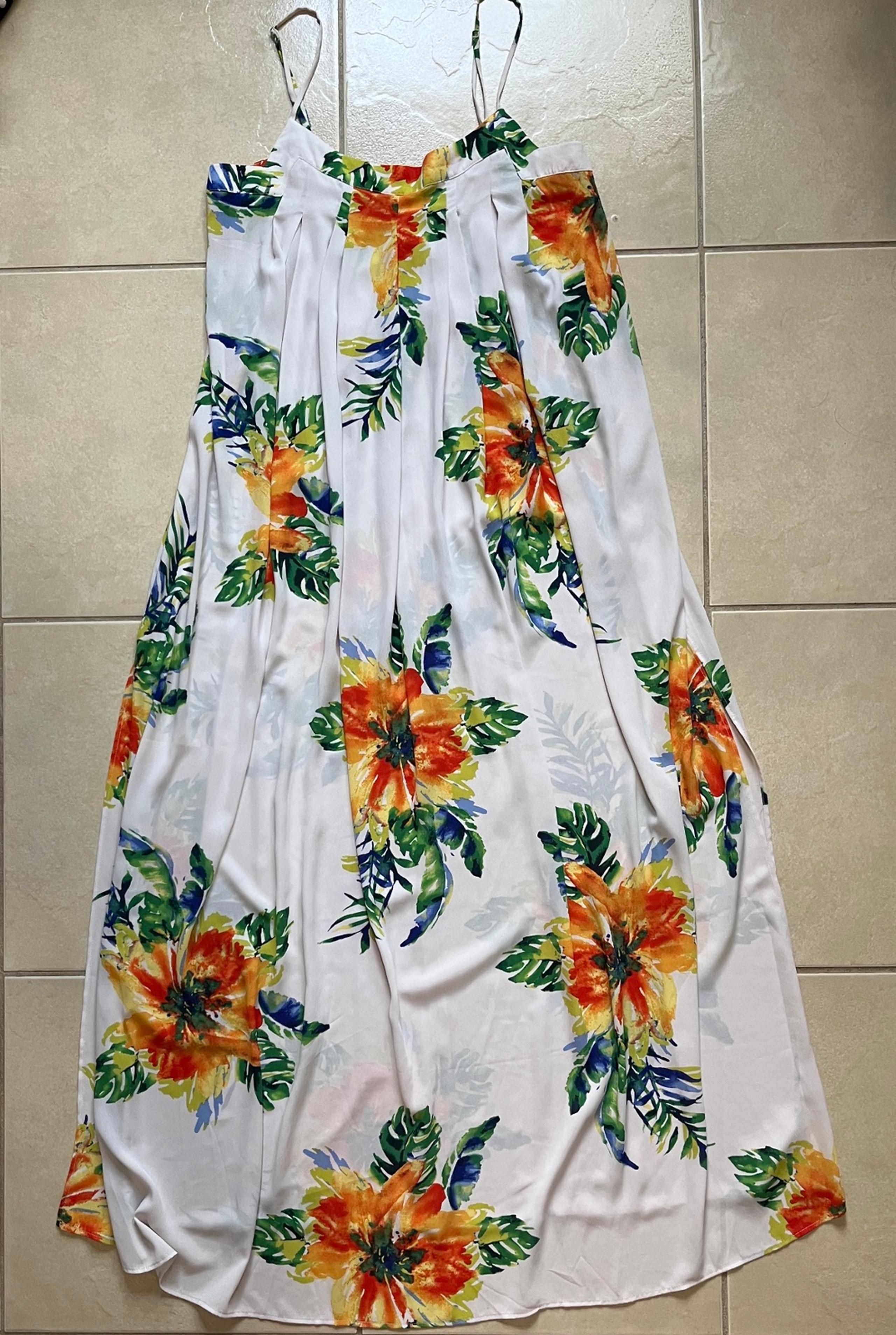 ARK & CO FULL LENGTH SPAGHETTI STRAP MULTI-FLORAL PRINT MAXI DRESS SIZE, L Beach