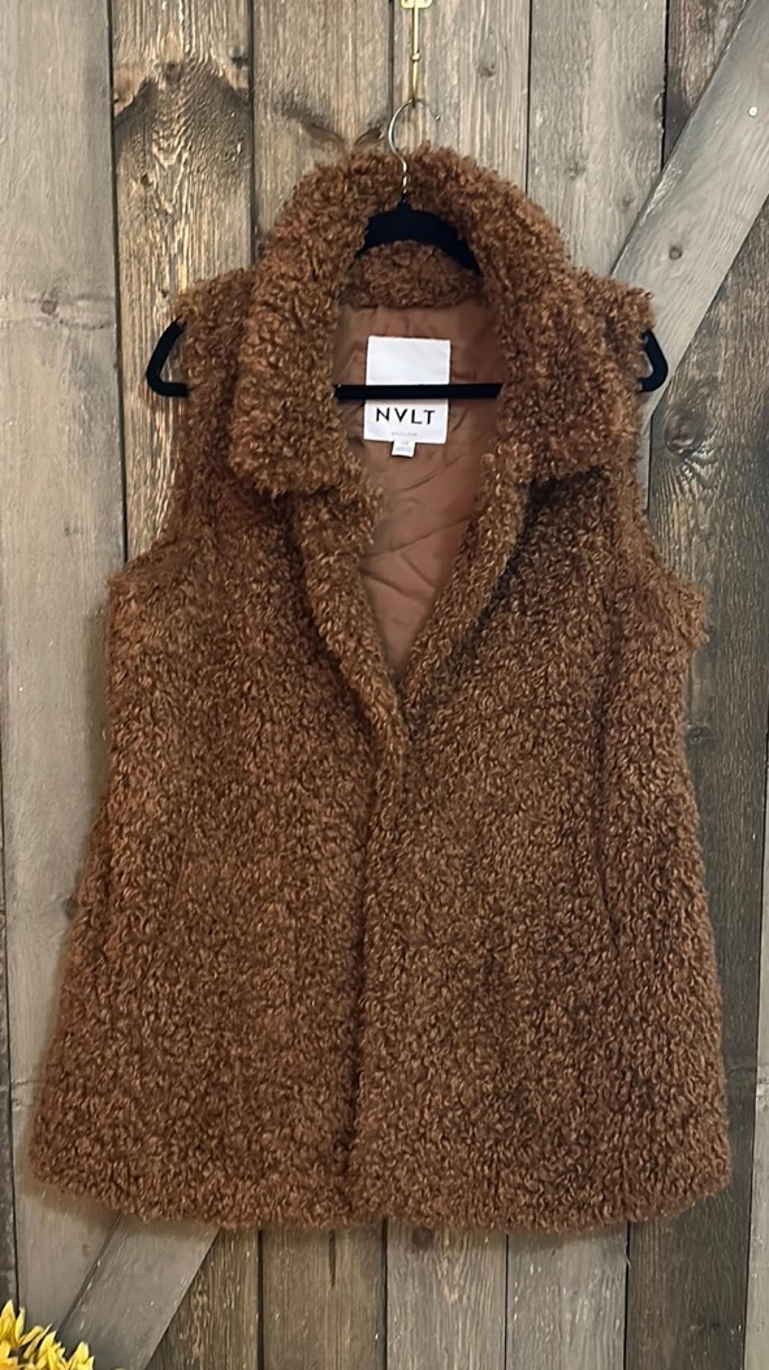 Anthropologie NVLT Long Brown Fuzzy Vest
