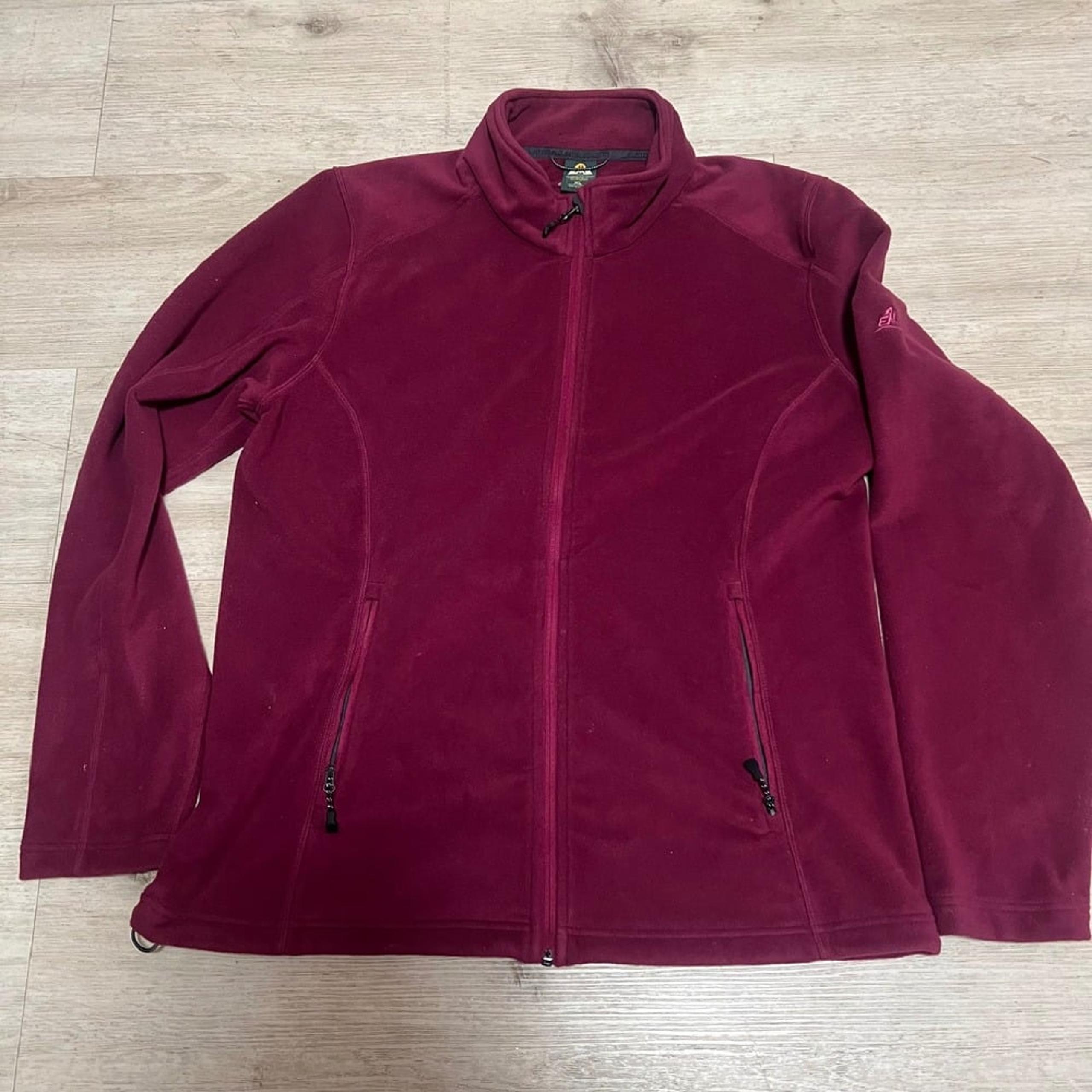 Eastern Mountain Sports Fleece Jacket Full Zip Pockets Burgundy XL Womens EMS
