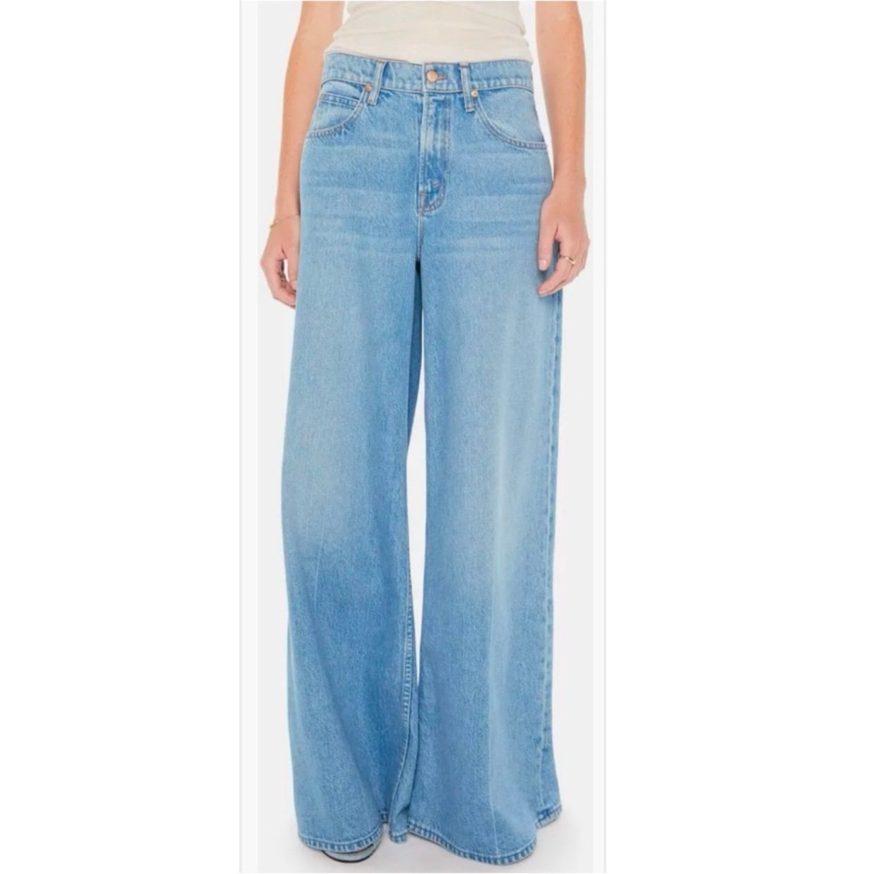 MOTHER Snacks All You Can Eat The Slung Sugar Cone Sneak Wide Leg Jeans Size 26