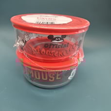 NIP 2 PYREX Disney Mickey Mouse Club Mouseketeer Glass Storage Bowls Red Lid