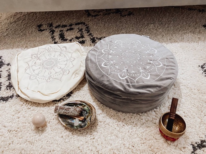 Meditation Cushion Floor Pillow with 2 Covers 16 x16 x5 Meditation Pillow
