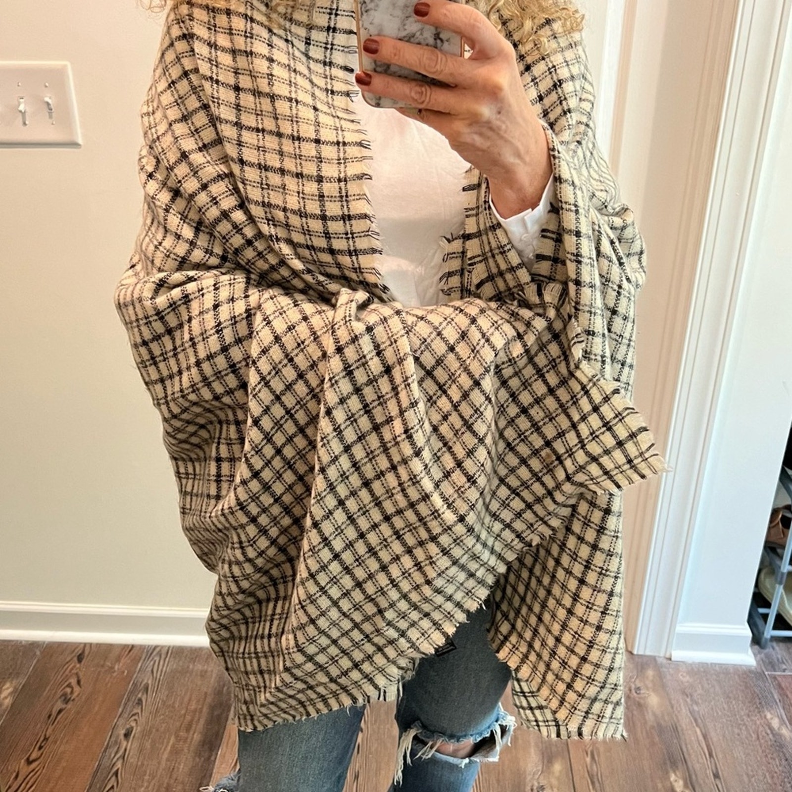 Zara plaid checkered print wrap scarf