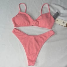 Billabong Summer High Bralette Bikini Top & High Hike - Skimpy Bikini Bottom, M