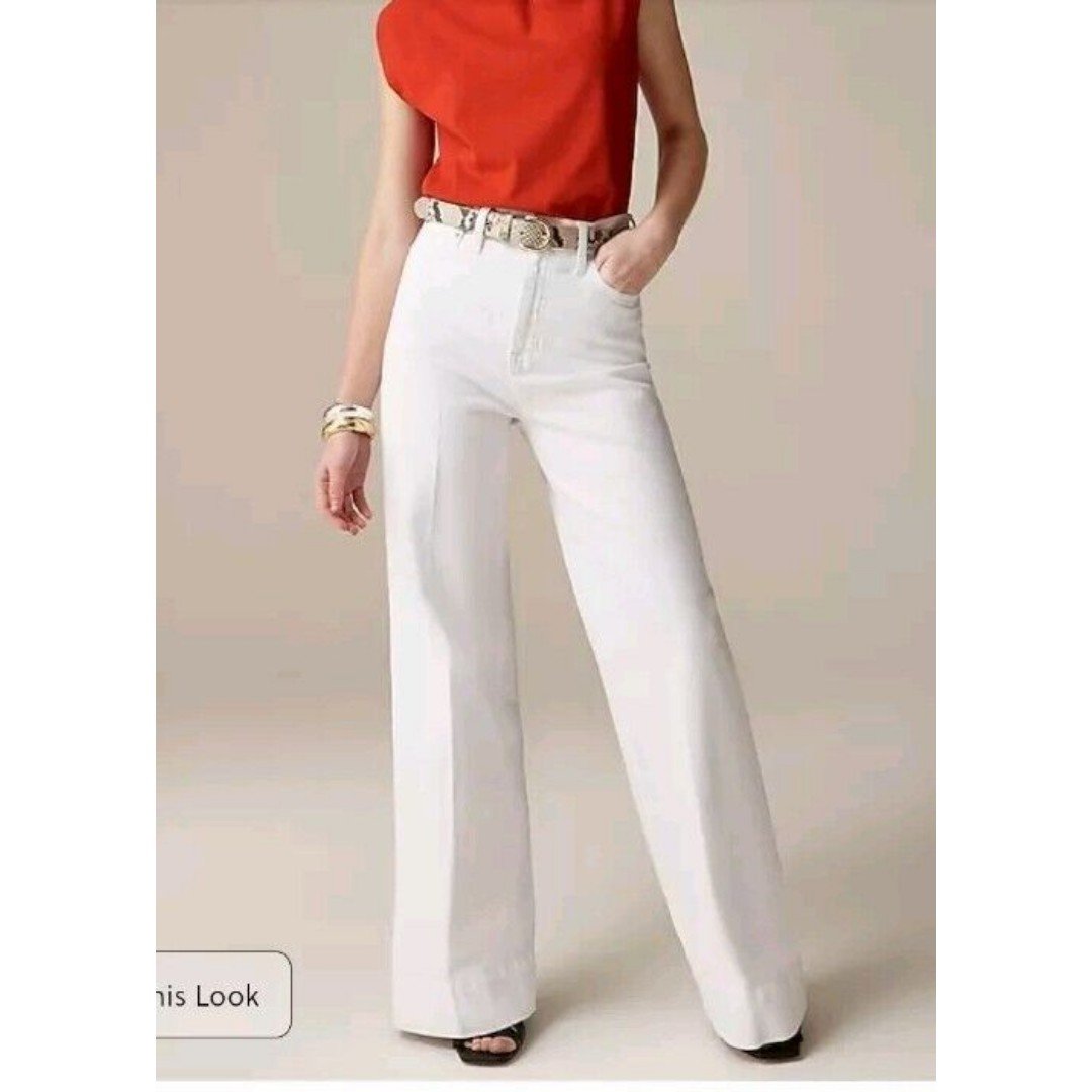 J.Crew White Wide Leg 5 Pocket Trousers Jeans BM812 Petite Size 32P NWT