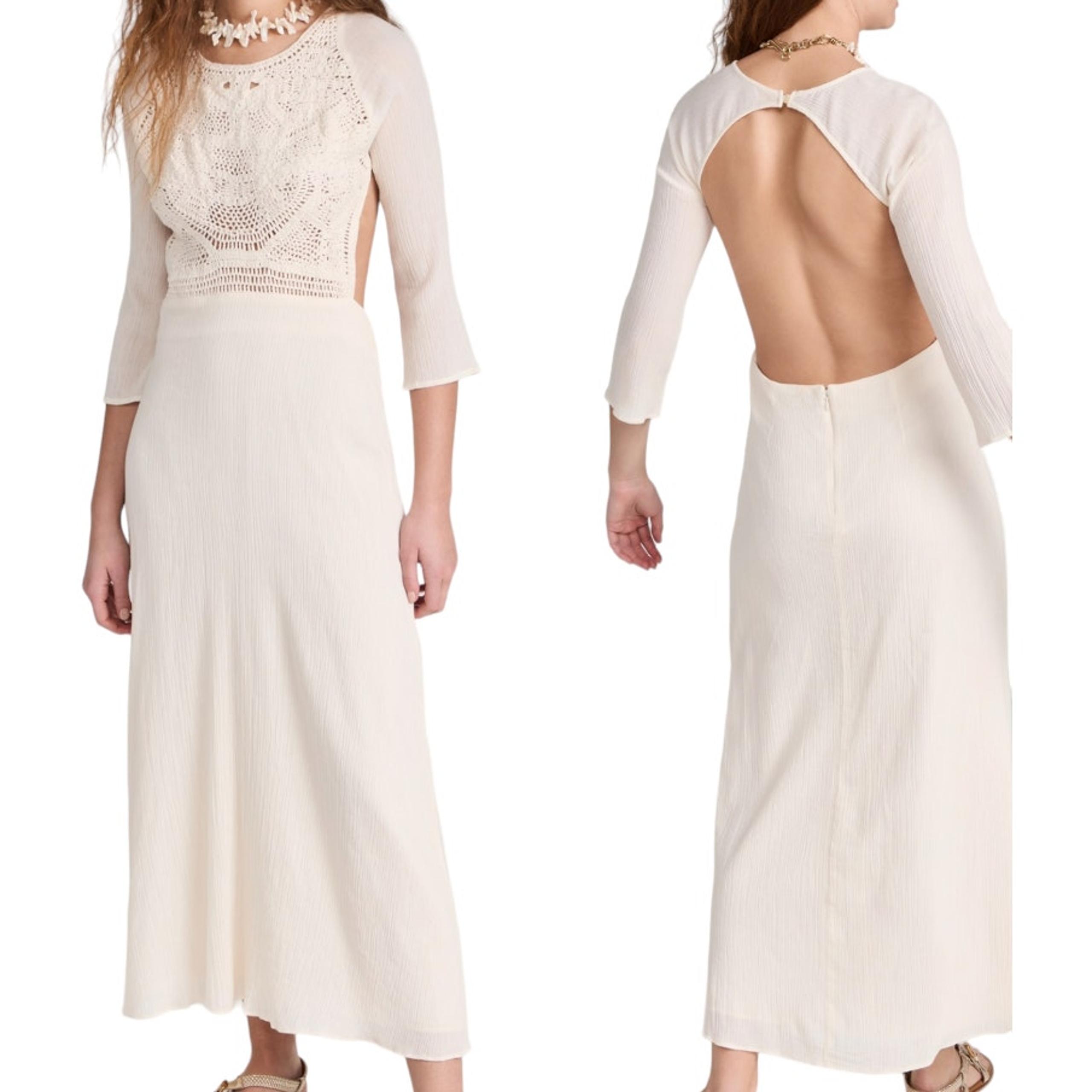 Antik Batik Lacy Longdress Cream Crochet Backless Maxi Dress Gauze NEW Small