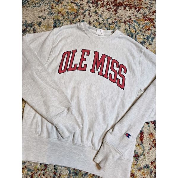 Ole Miss Rebels Spellout Reverse Weave Champion Crewneck Sweatshirt Size Small