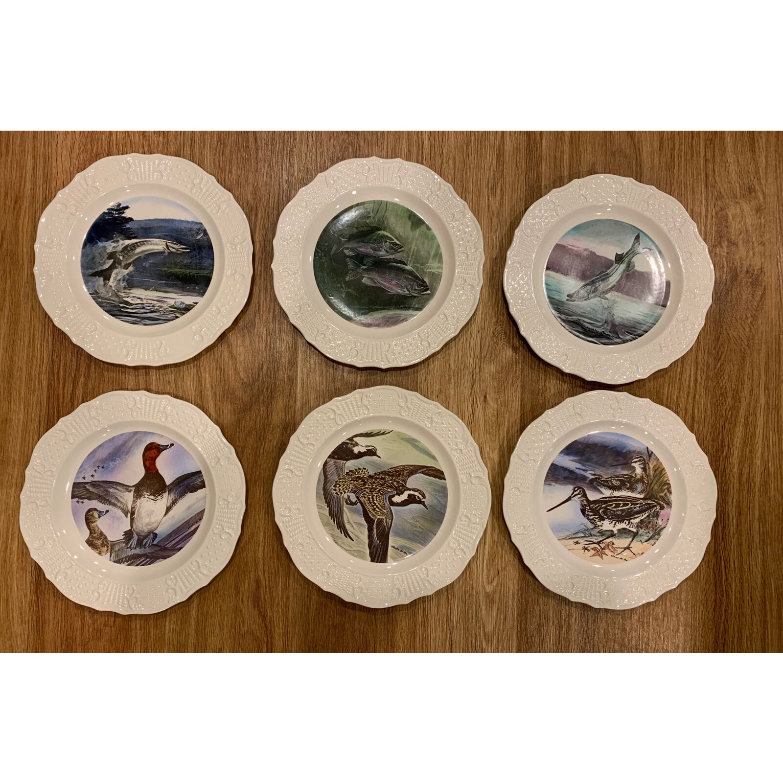 6 Hand Colored 10 Wildlife Plates Painted Especially For The House Of Seagram