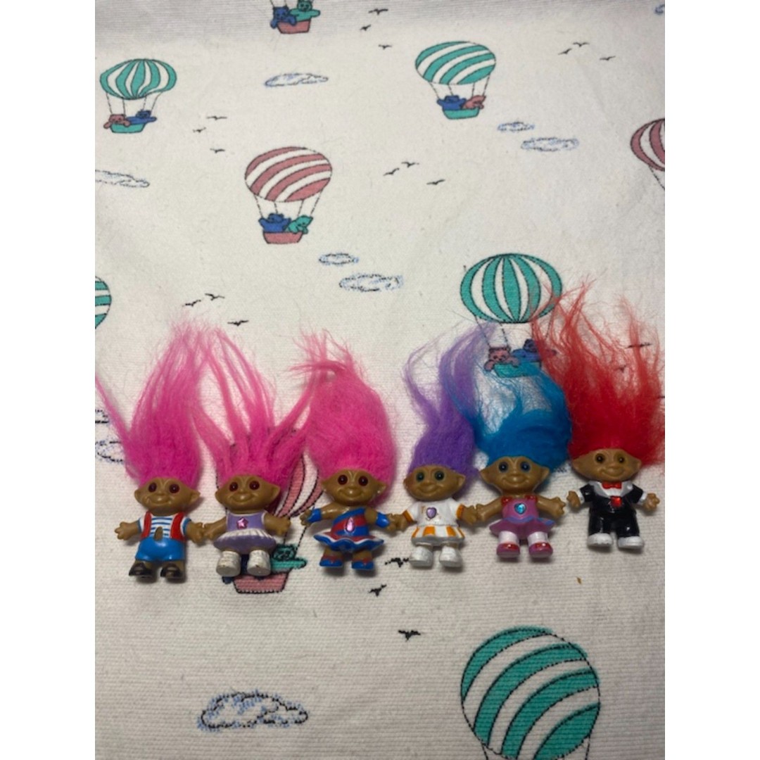 Vintage Troll Doll TREASURE TROLL Gemstone Belly Jewel Mini ACE Novelty LOT OF 6