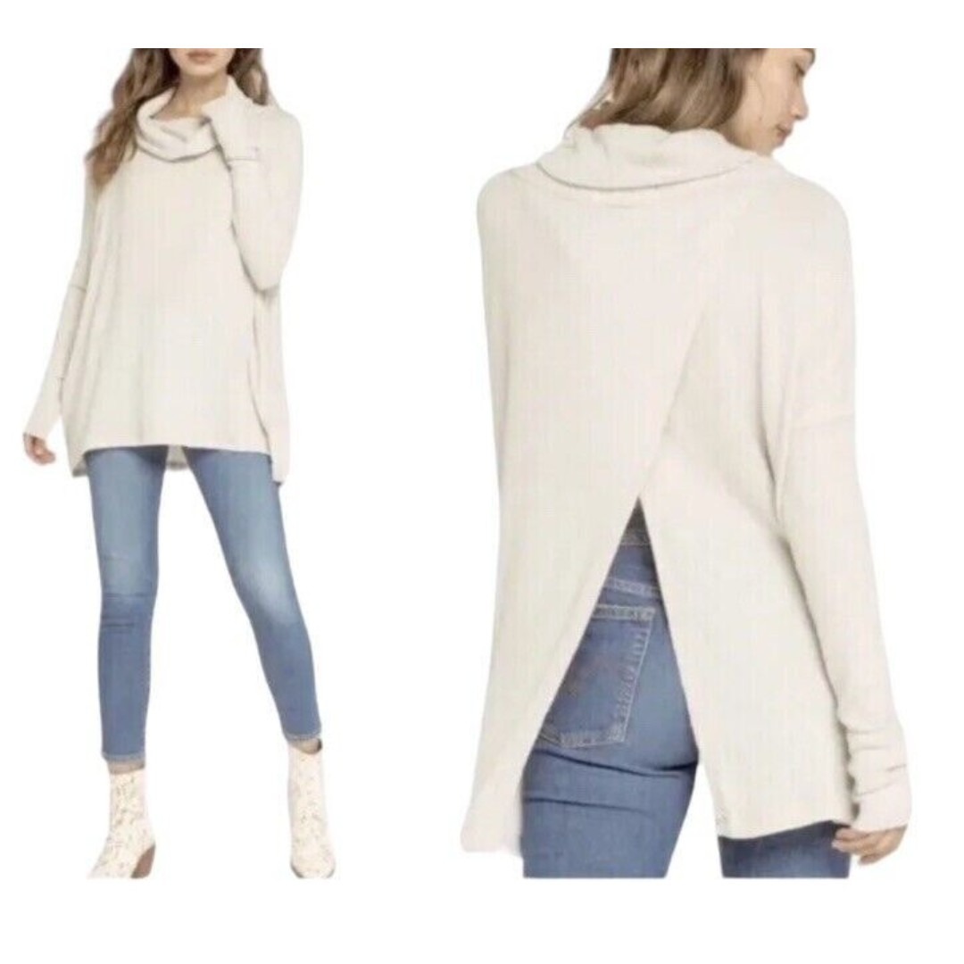 Free People Top Juicy Long Sleeve Size Medium Color Stone Cold MSRP 88 NWT