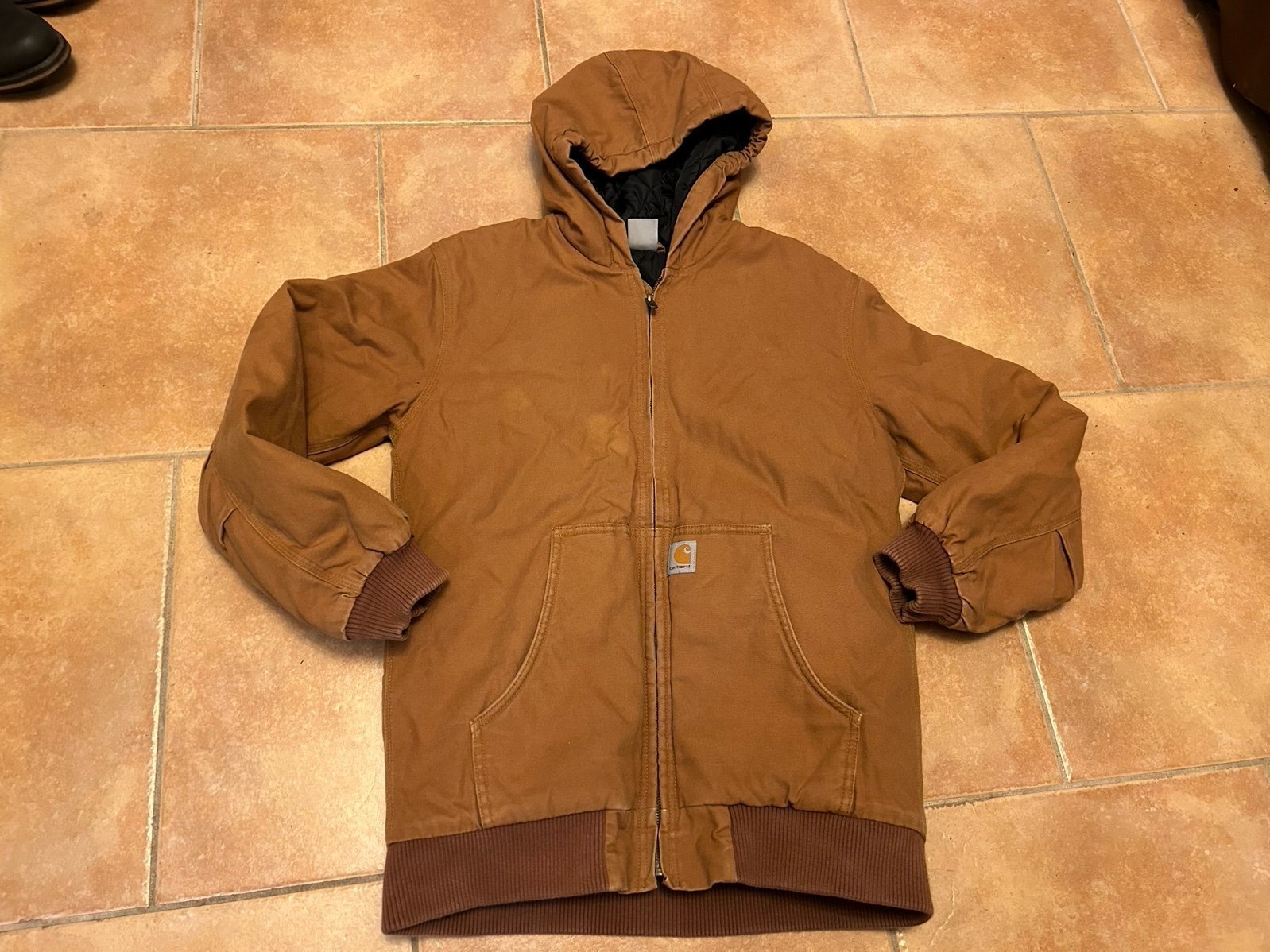 Carhartt hooded canvas quilt chore jacket
