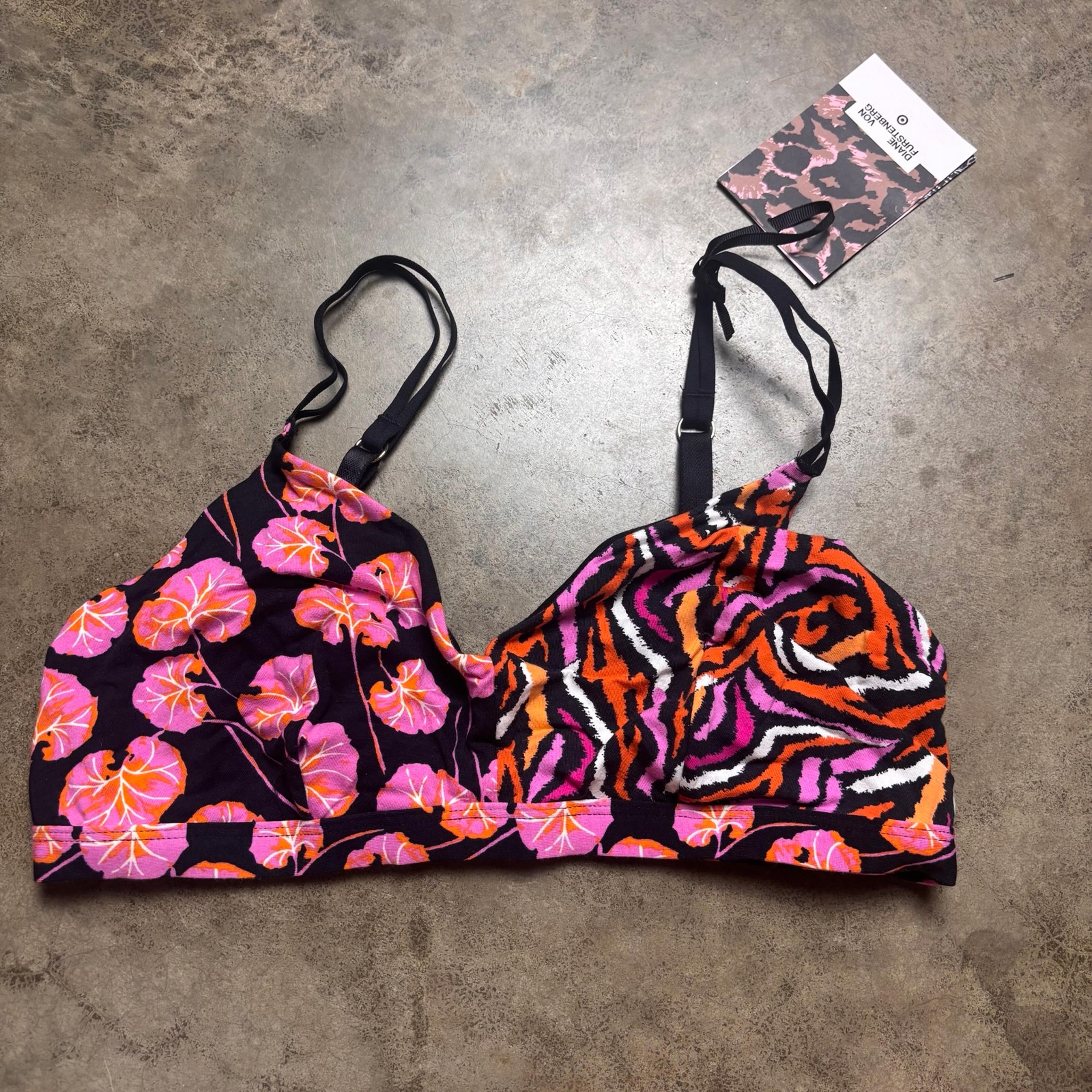 NWT Diane Von Furstenberg 4-Way Cotton Stretch Bralette Womens Large