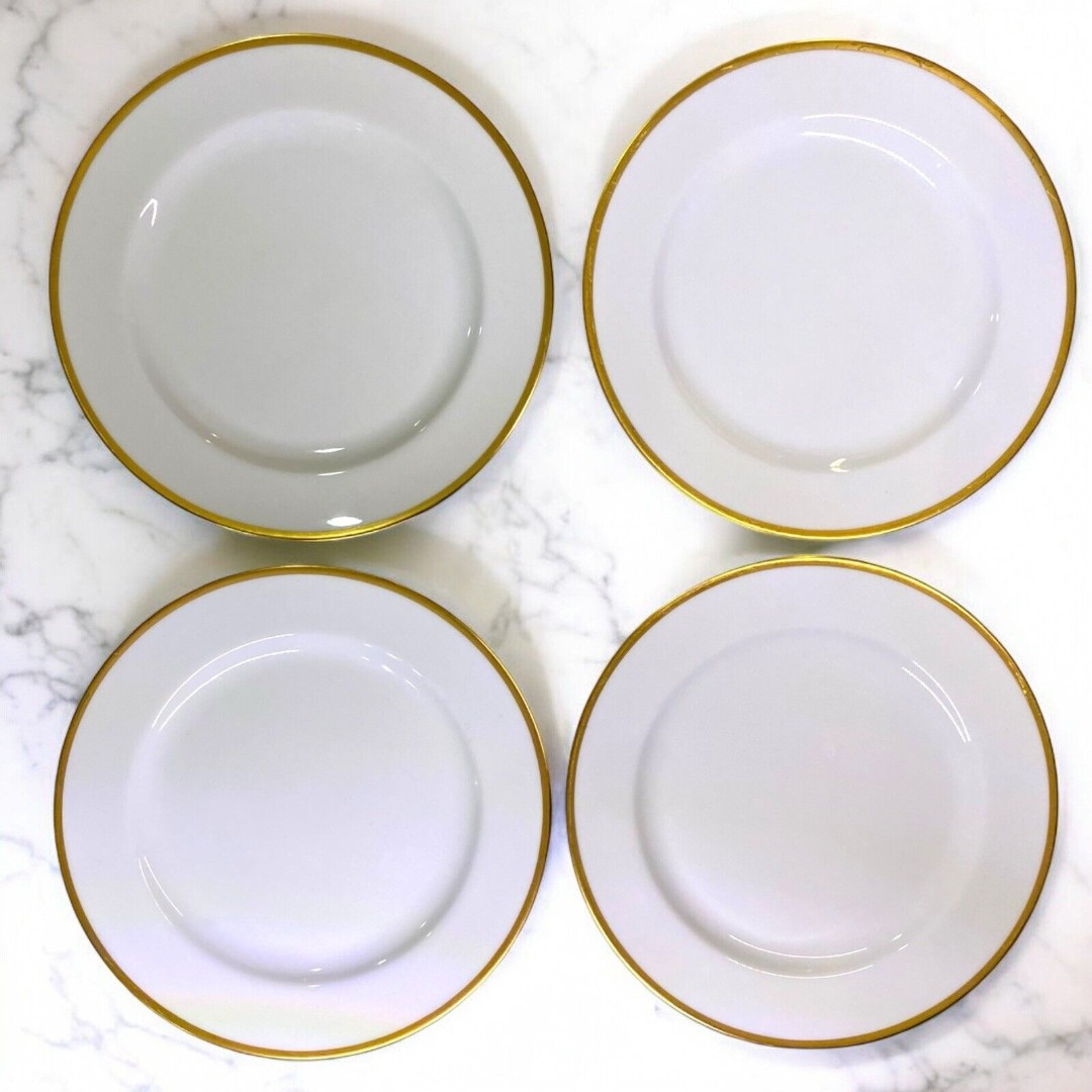 Noritake Patricia Salad Plates White w/ Gold Trim 4982 - Size 7 3/4”
