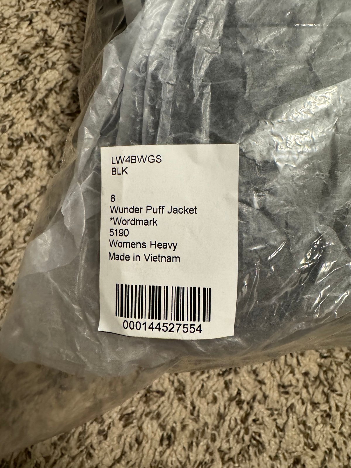 Lululemon Athletica Wunder Puff Jacket Wordmark