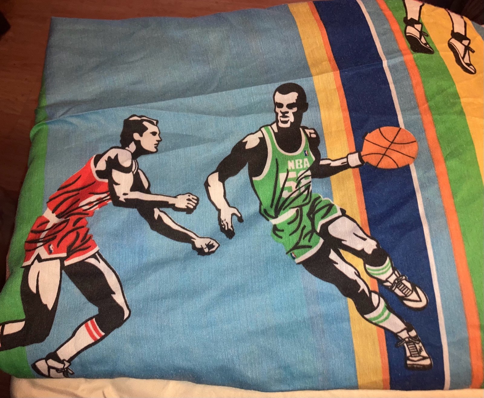 Vintage Bibb NBA Flat Twin Sheet Quilting Material Fabric