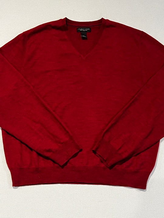 Bloomingdales The Mens Store Merino Wool Long Sleeve Sweater Maroon Red Size XXL
