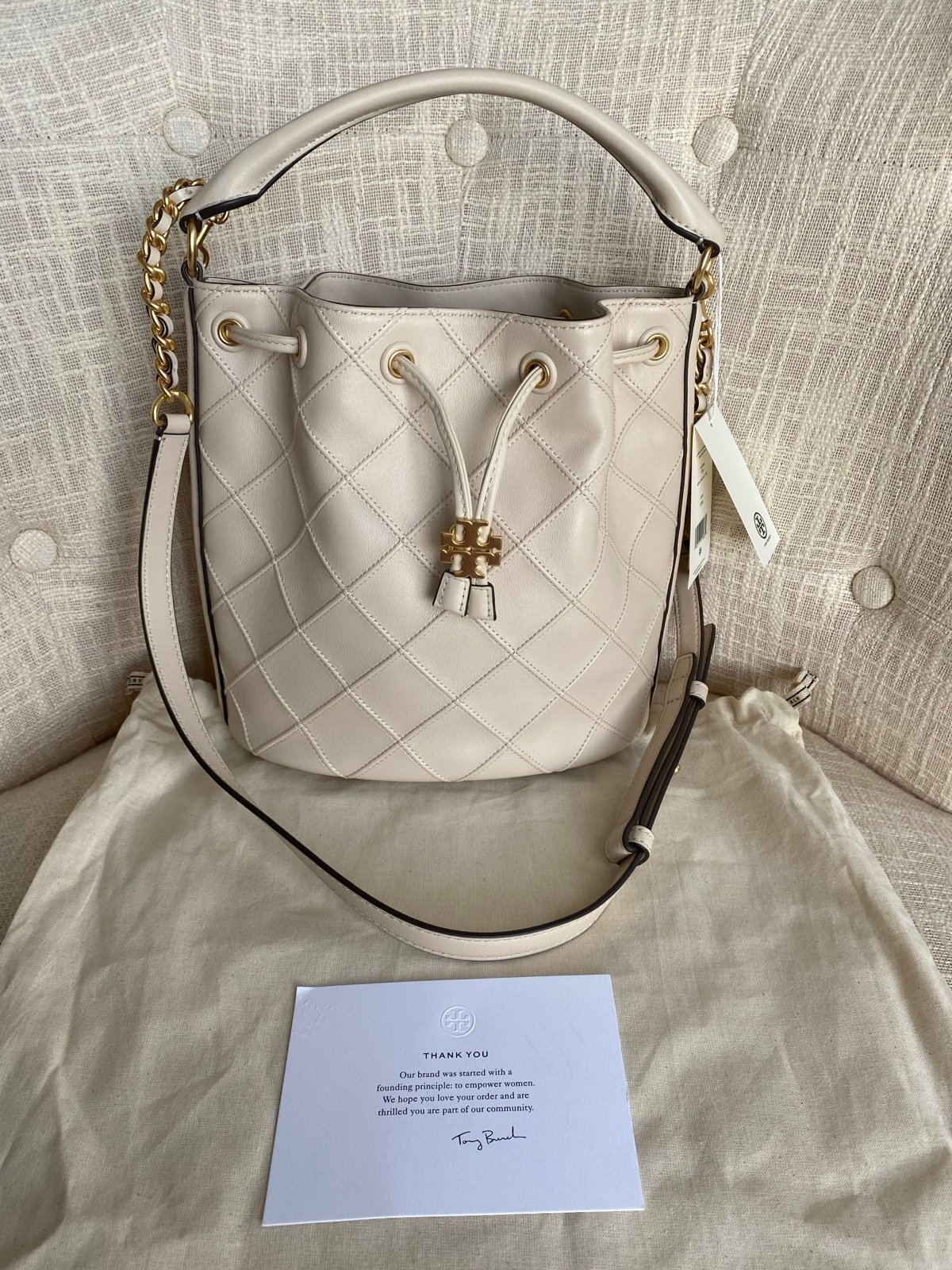 Tory Burch Large Fleming Soft Bucket Bag with bag organizer