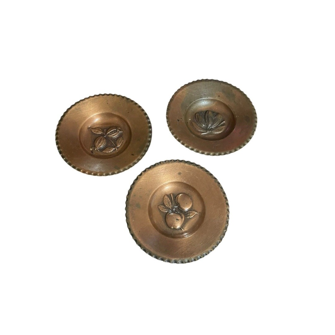 Set (3) Vintage Copper Wall Plates Kitchen Decor French