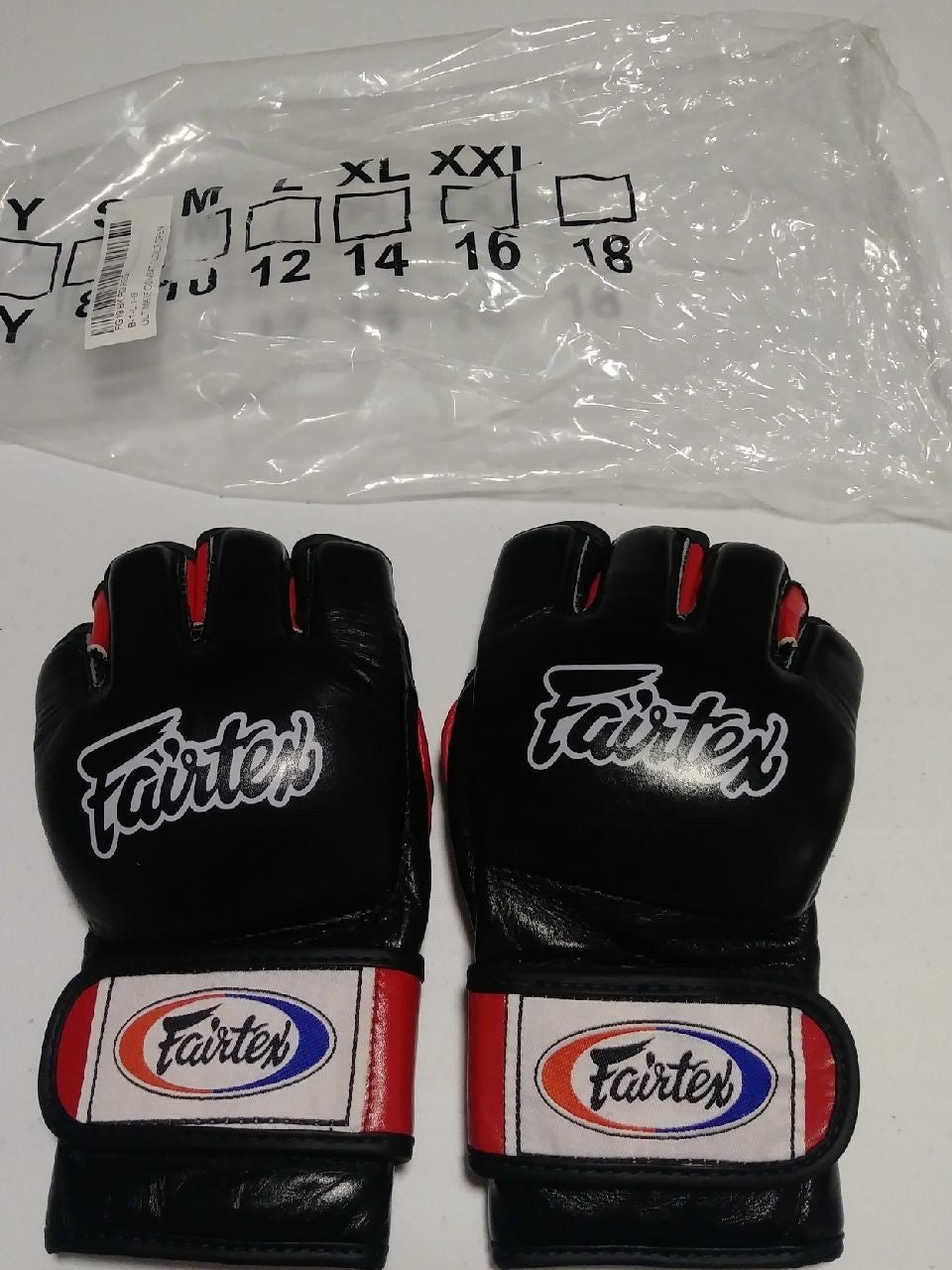 NEW! Fairtex Ultimate Combat FGV12 Mixed Martial Arts Gloves - Black & Red Sz L