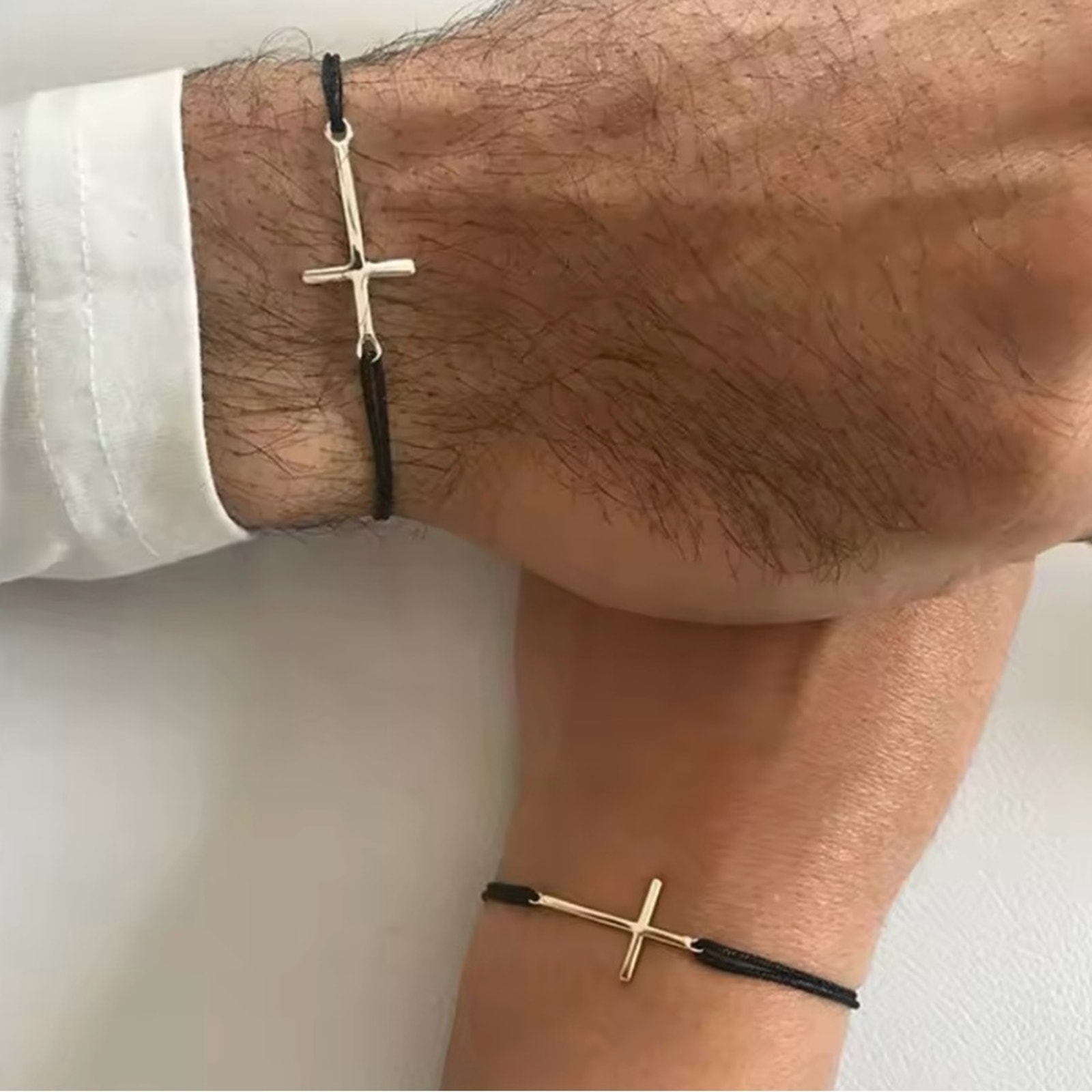 Black and Gold Cross Bracelet string Rope for couples