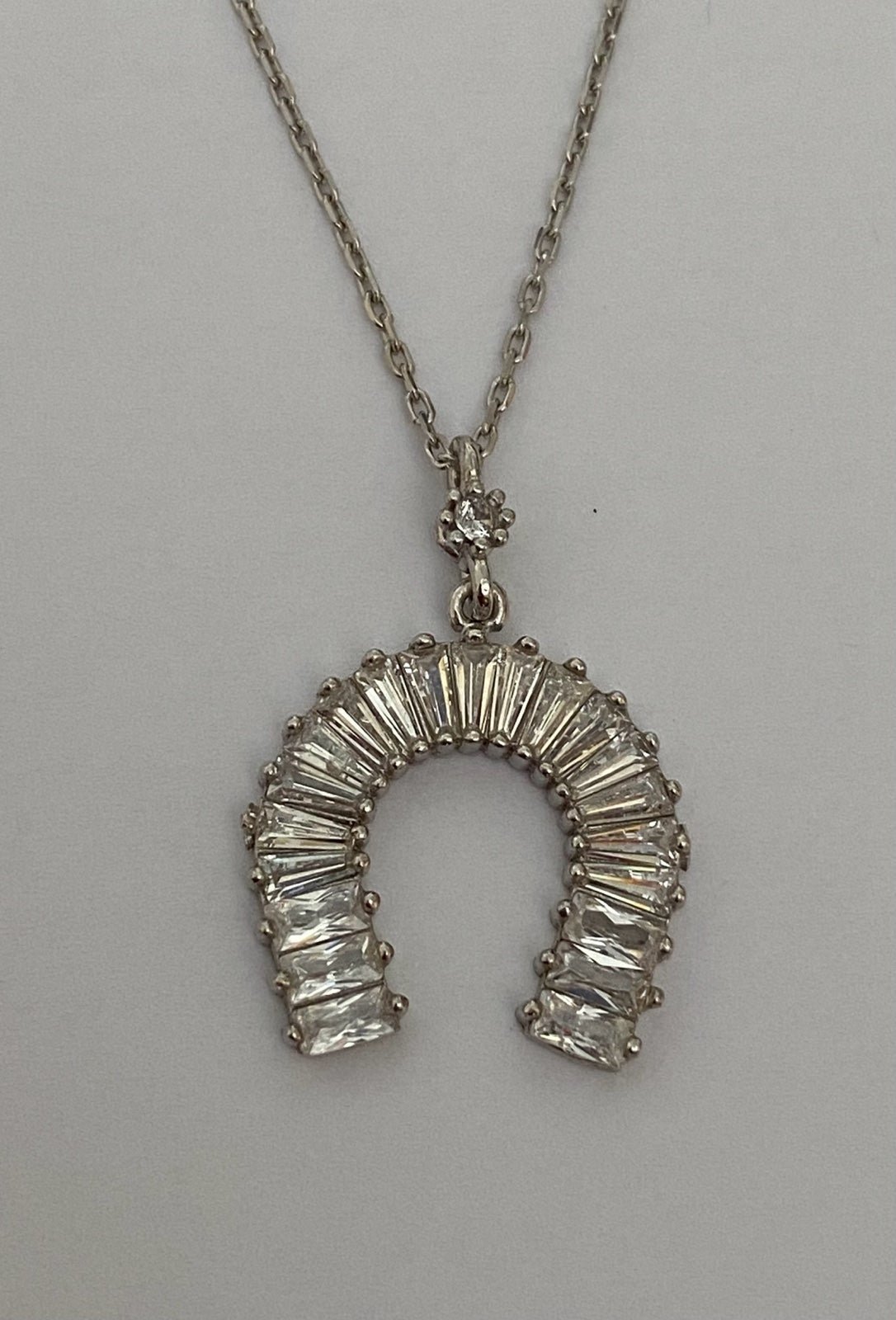 Horseshoe necklace 925 silver cz rhodium plated