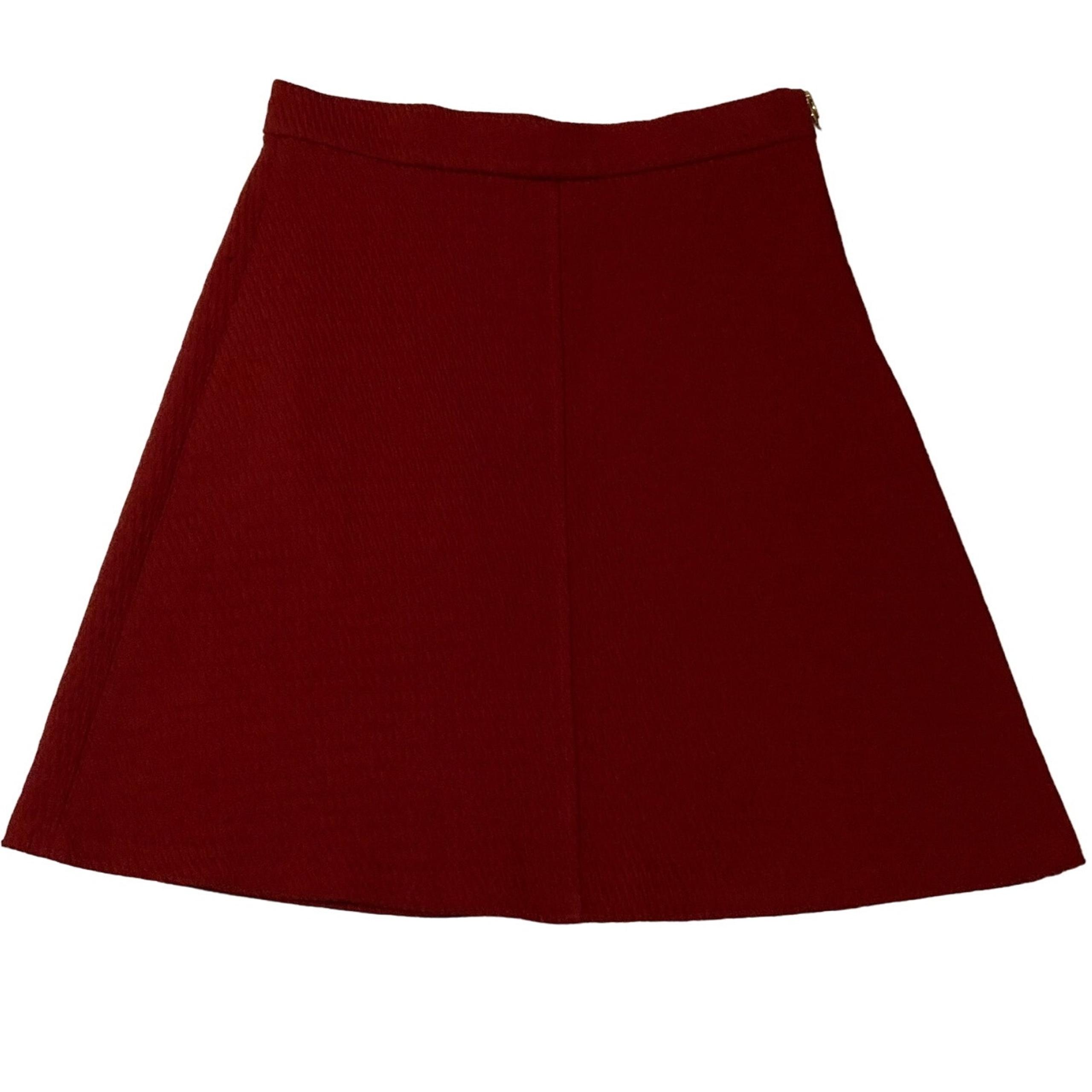 Zara Woman Skirt Women M Red Ribbed Slight Flare Side Zip *READ*