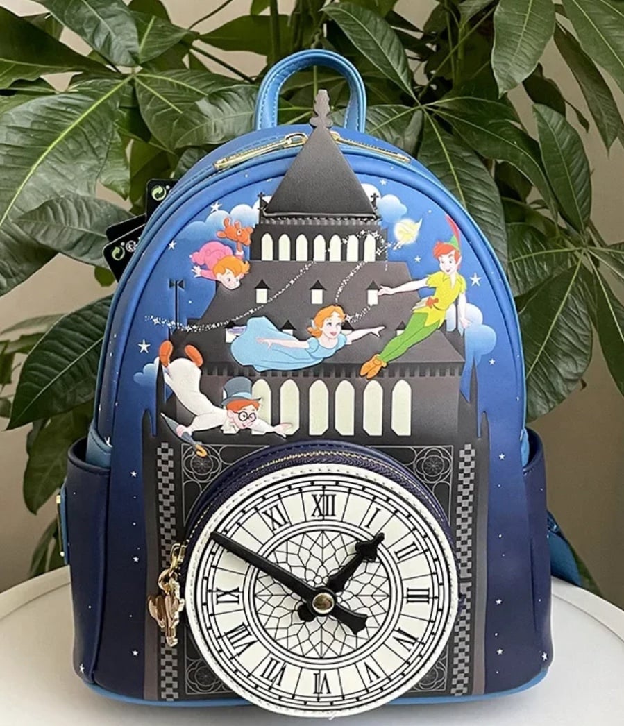 Disney Loungefly Peter Pan and Wendy Glow Clock Star Sky mini Backpack