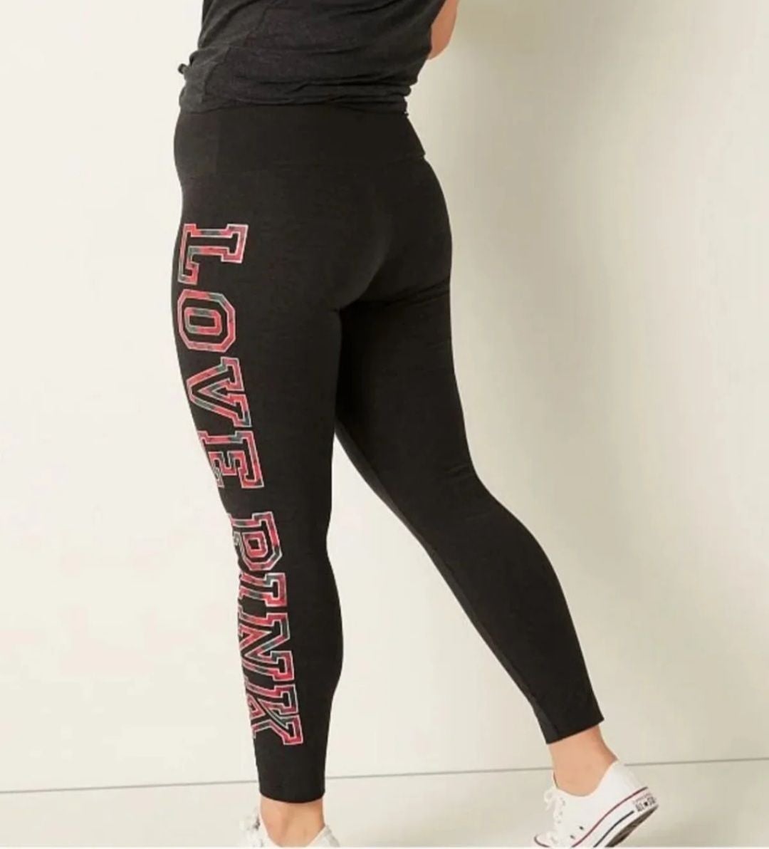 VS PINK Cotton Legging Red Plaid Shine Logo XL
