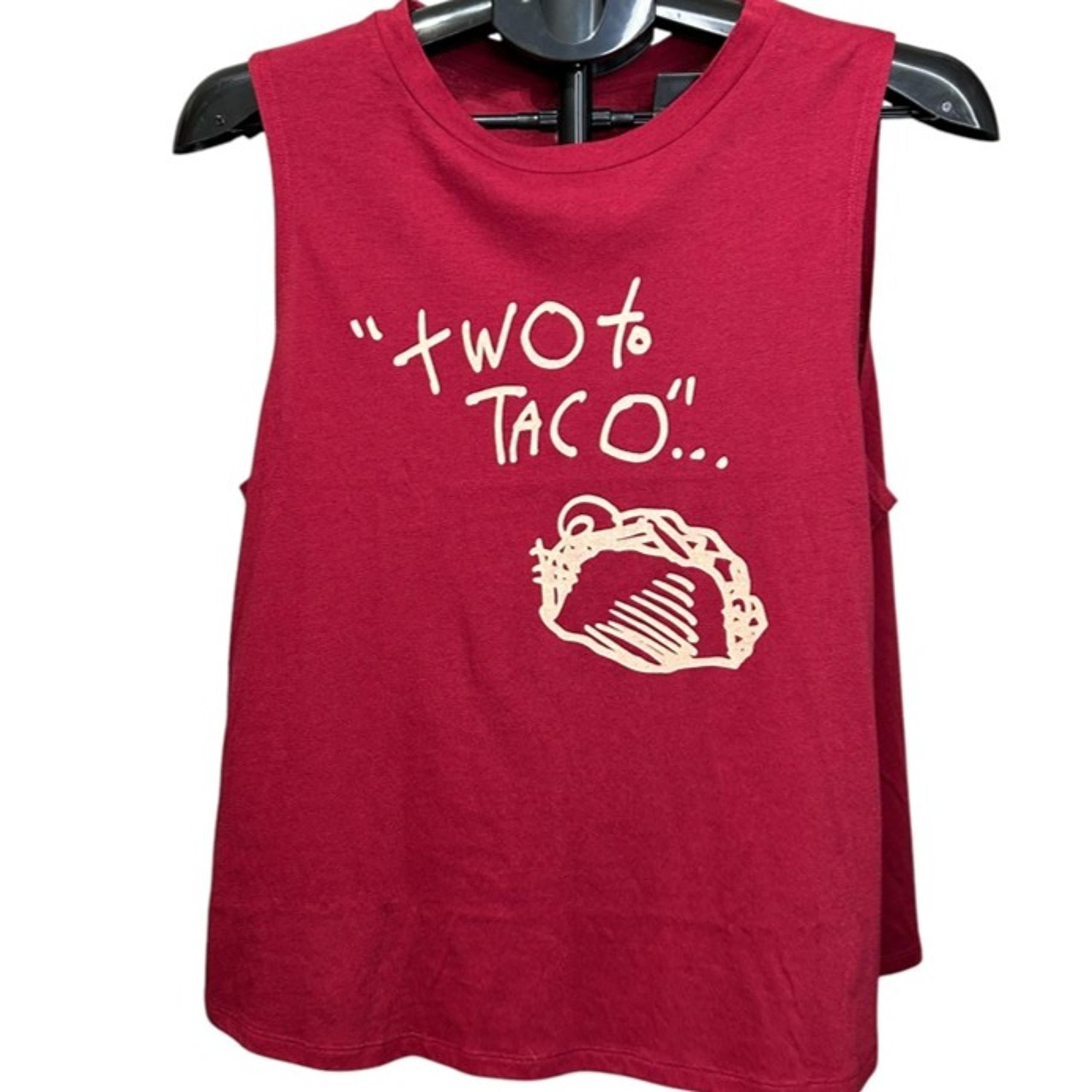 GUC Betsey Johnson Shirt Womens Large Tank Top Crew Neck Red "Two to taco"