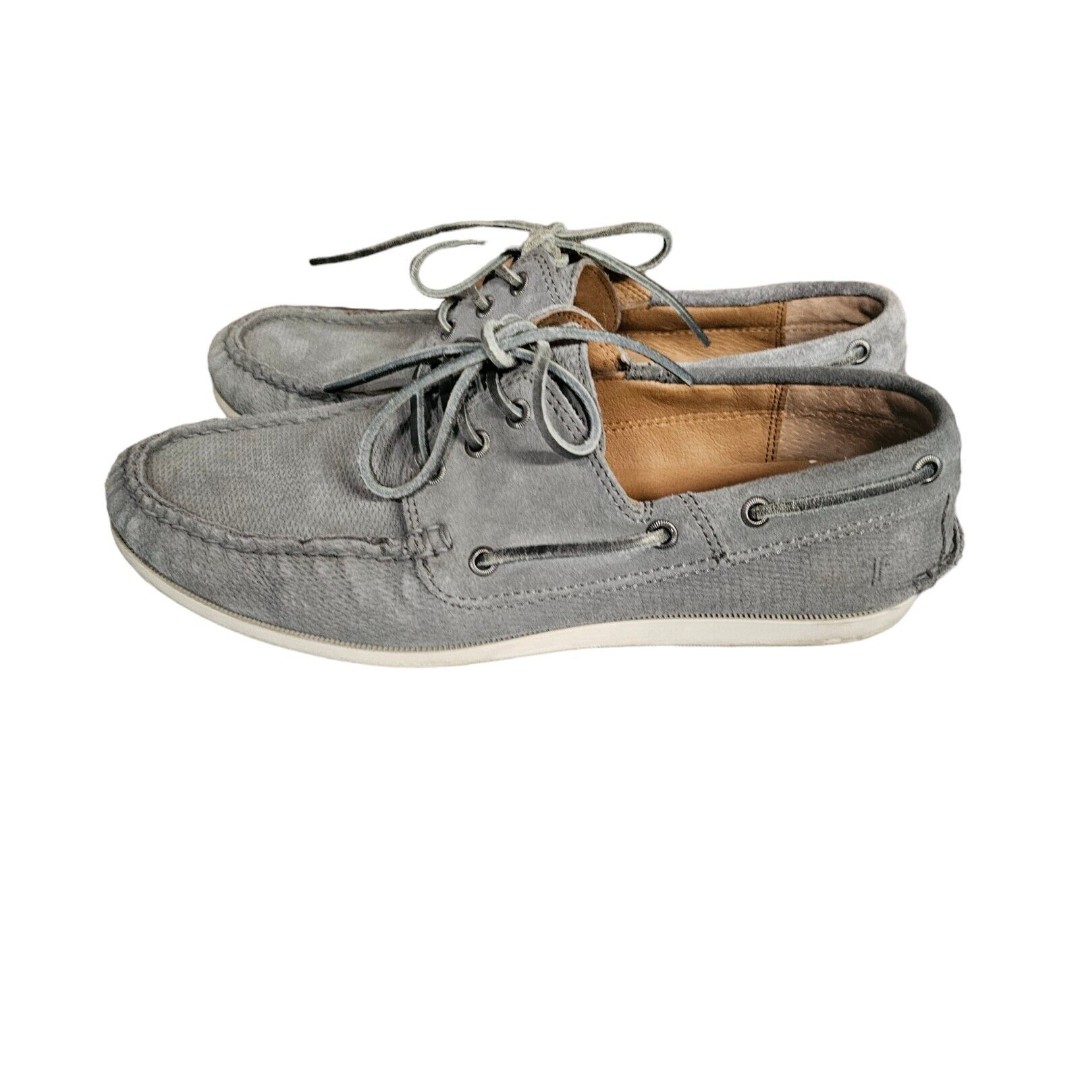FRYE Briggs Boat Shoes Gray Suede 10.5 Deck Shoes