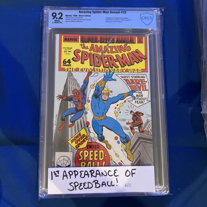 Amazing Spider-Man #22 ANNUAL CBCS 9.2 1988 White Pages 1st Speedball! CGC