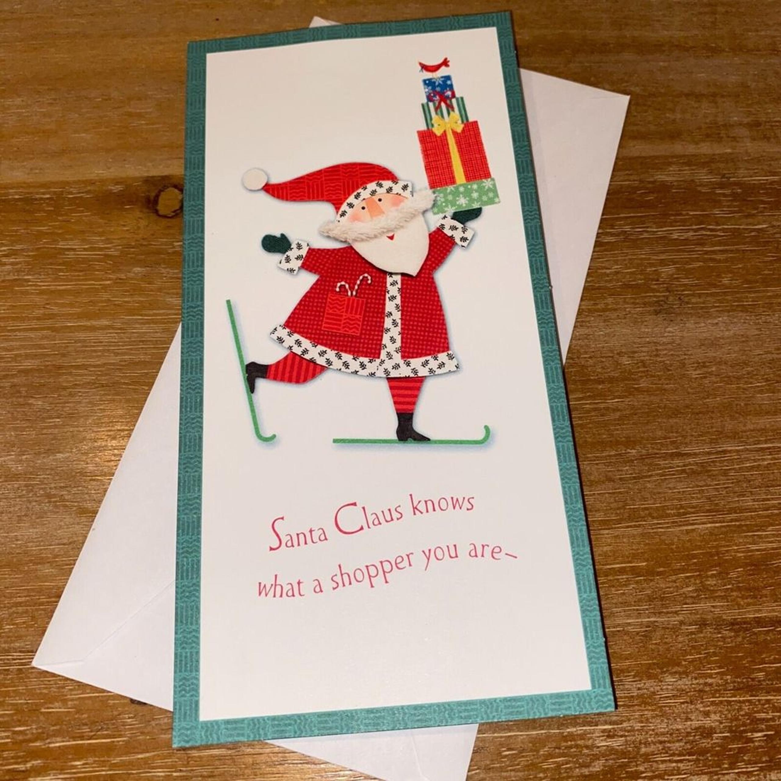 Hallmark Santa Claus Knows What Shopper you are Greeting Christmas Honey Holder