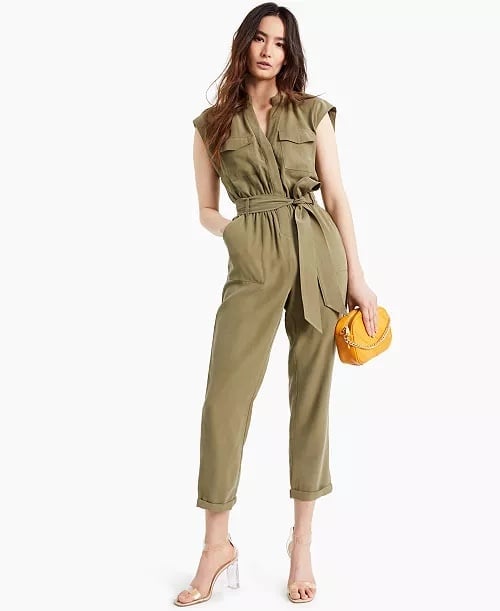 INC International Concepts®' utility-inspired jumpsuit elastic waist w/belt