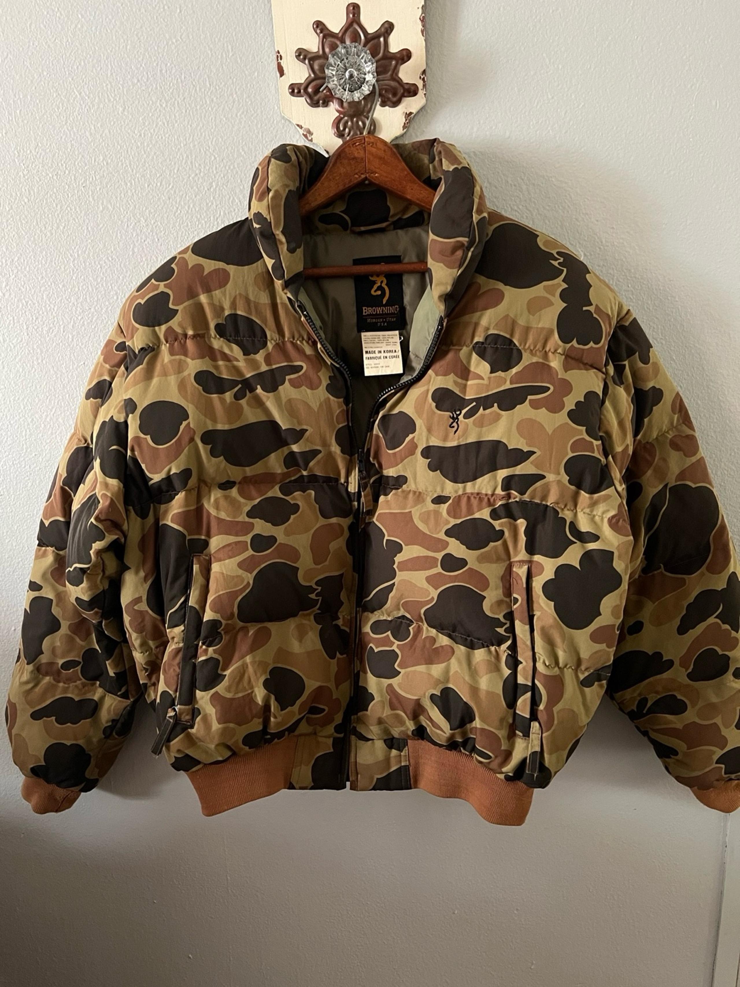 Vtg Browning Camo Goose Down Fill Hunting Puffer Jacket Mens Large  Women’s Xl