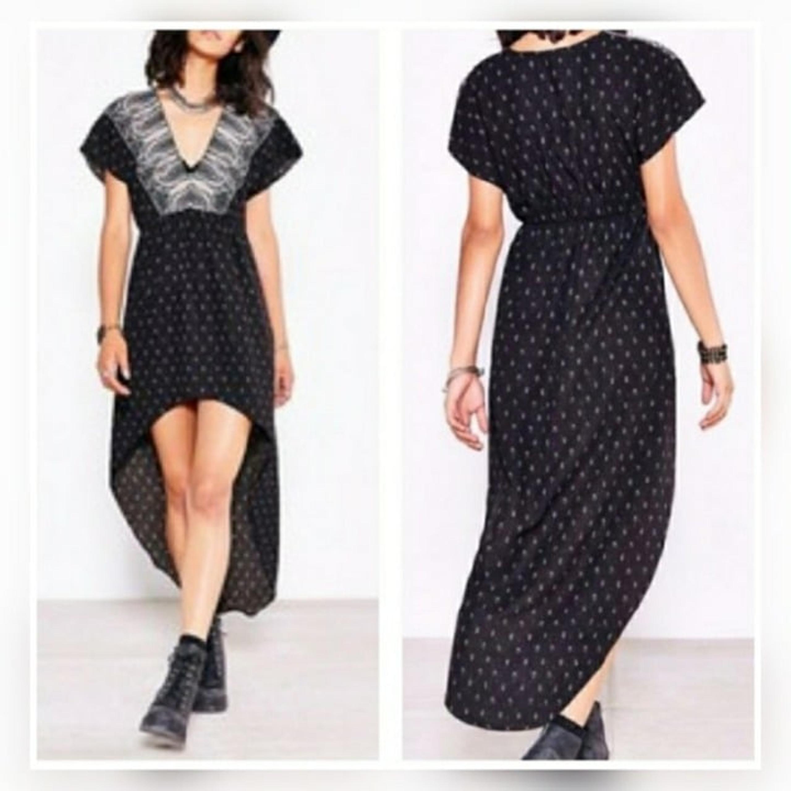 Urban Outfitters Ecote high low black printed boho dress size M