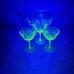 Uranium Set Of 5 1930’sGlass Wine Glasses Etched Vaseline Glass