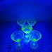 Uranium Set Of 5 1930’sGlass Wine Glasses Etched Vaseline Glass