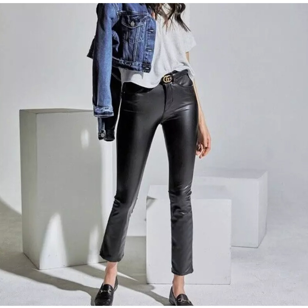 McGuire Gainsburg Cropped Bootcut Vegan Leather Pants Black Size 27