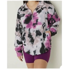 Victoria’s Secret XS Tie Dye Emroidered Love Pink Jersey 1/4 Zip Sweater