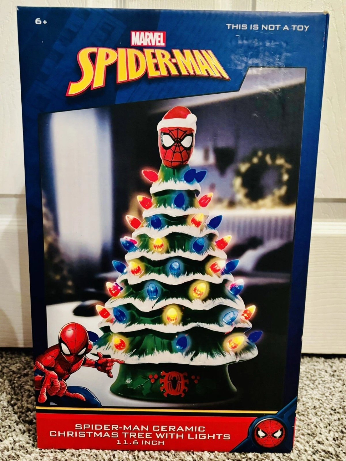 Marvel SpiderMan Christmas Ceramic Tree With Lights 11.6 " Holidays Spider Man